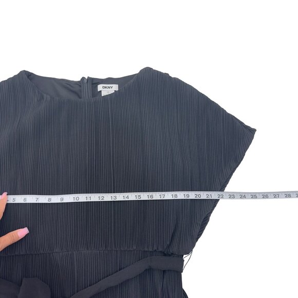 DKNY Womens Black Pleated Mini Dress With Belt - Size 14 Casual Coctail Party - Picture 6 of 10